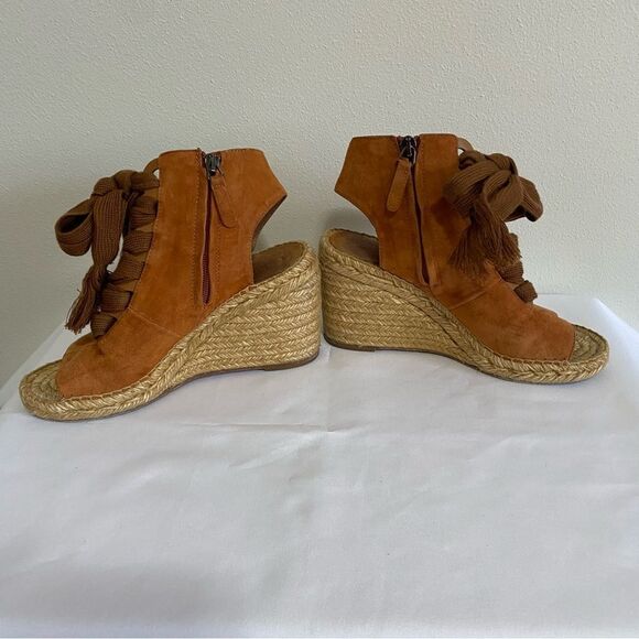 CHLOE Harper Suede Lace up Espadrille Wedge Sandals - Picture 7 of 11